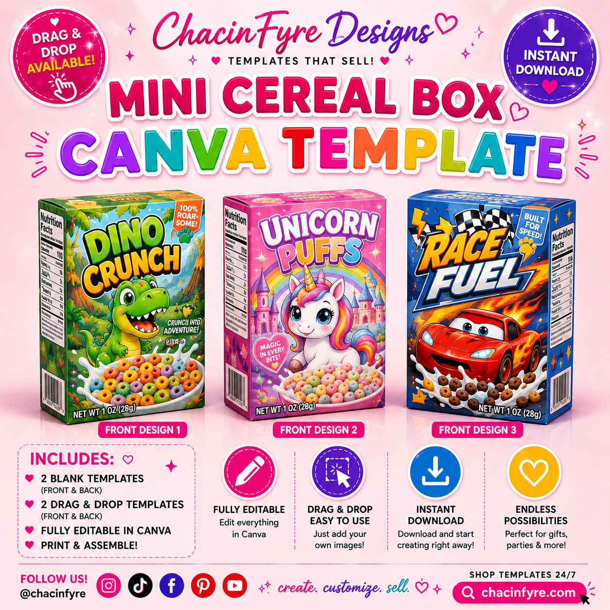 Mini Cereal Box Template