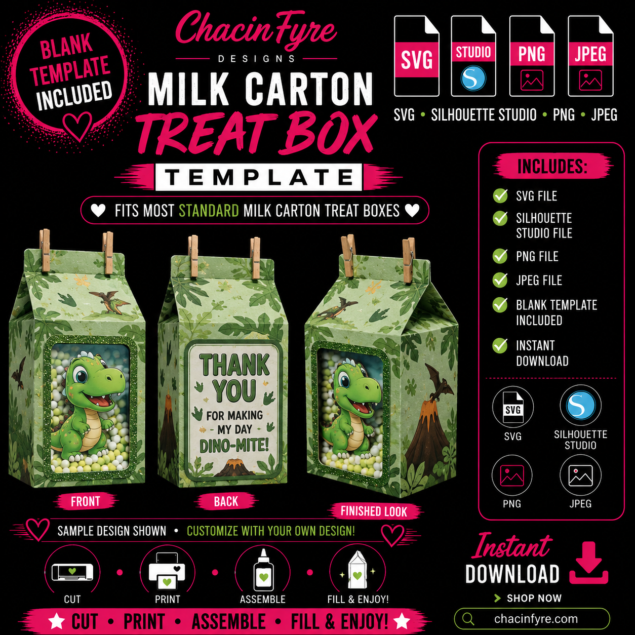 Milk Carton Treat Box Template
