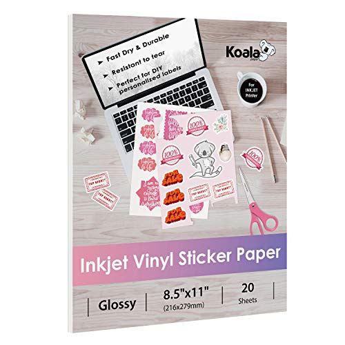 Glossy Matte 8.5x11 Printable Vinyl Sticker Paper for Inkjet Laser  Waterproof