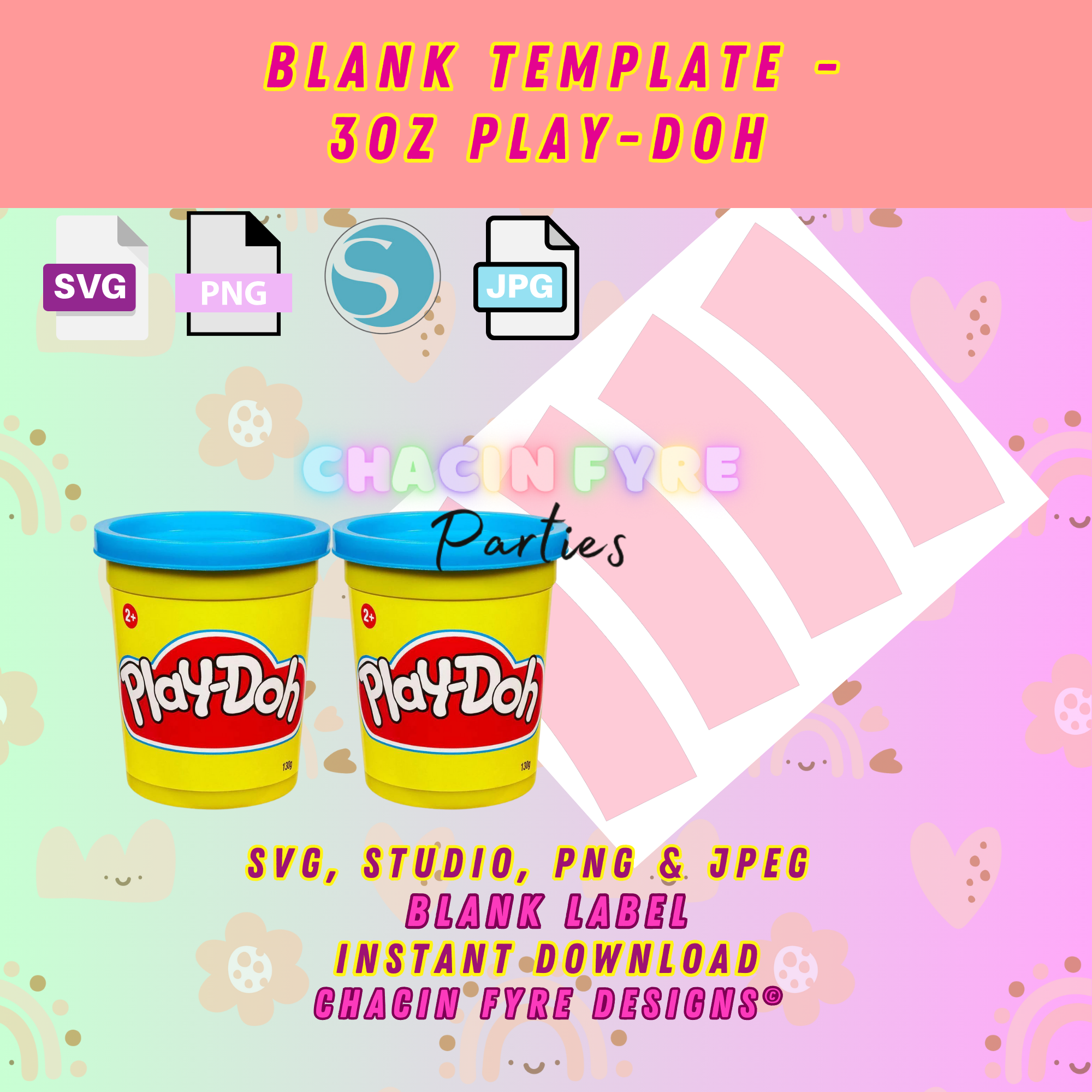 3oz Play Doh Template Digital Files for Custom Creations Chacin