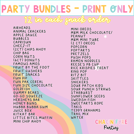 Party Bundles- Print Only