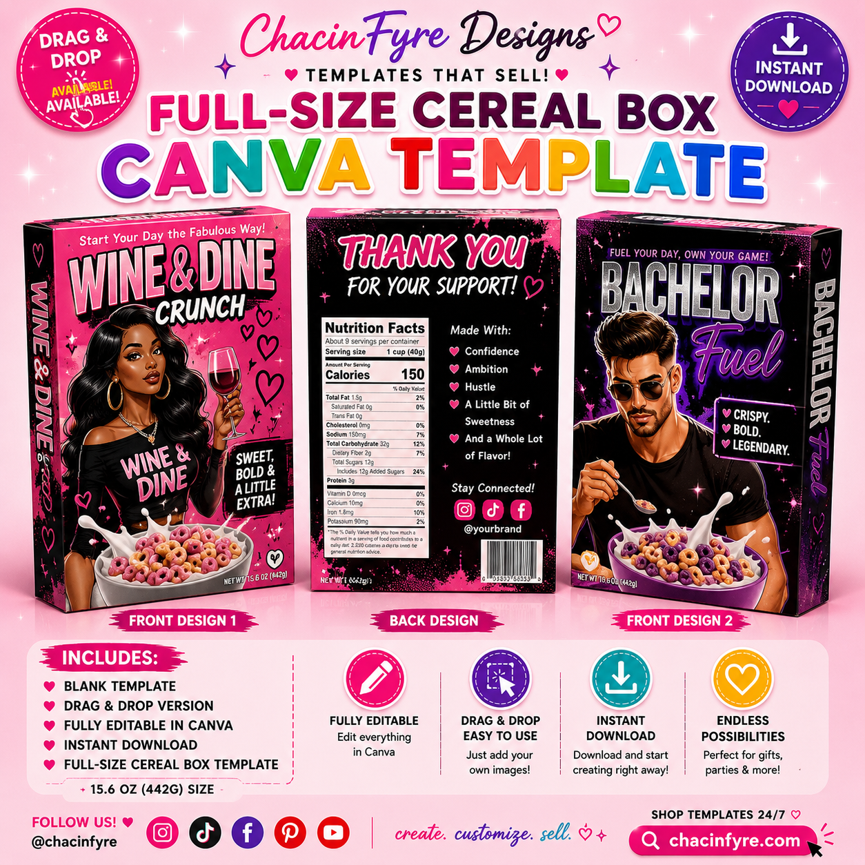 Full Size Cereal Box Template