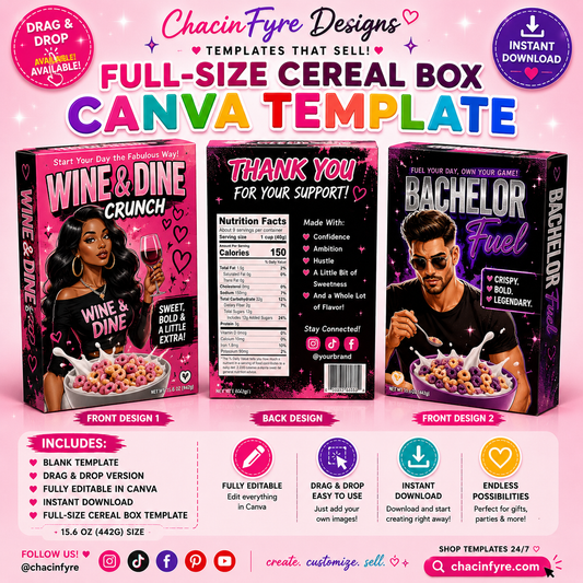 Full Size Cereal Box Template