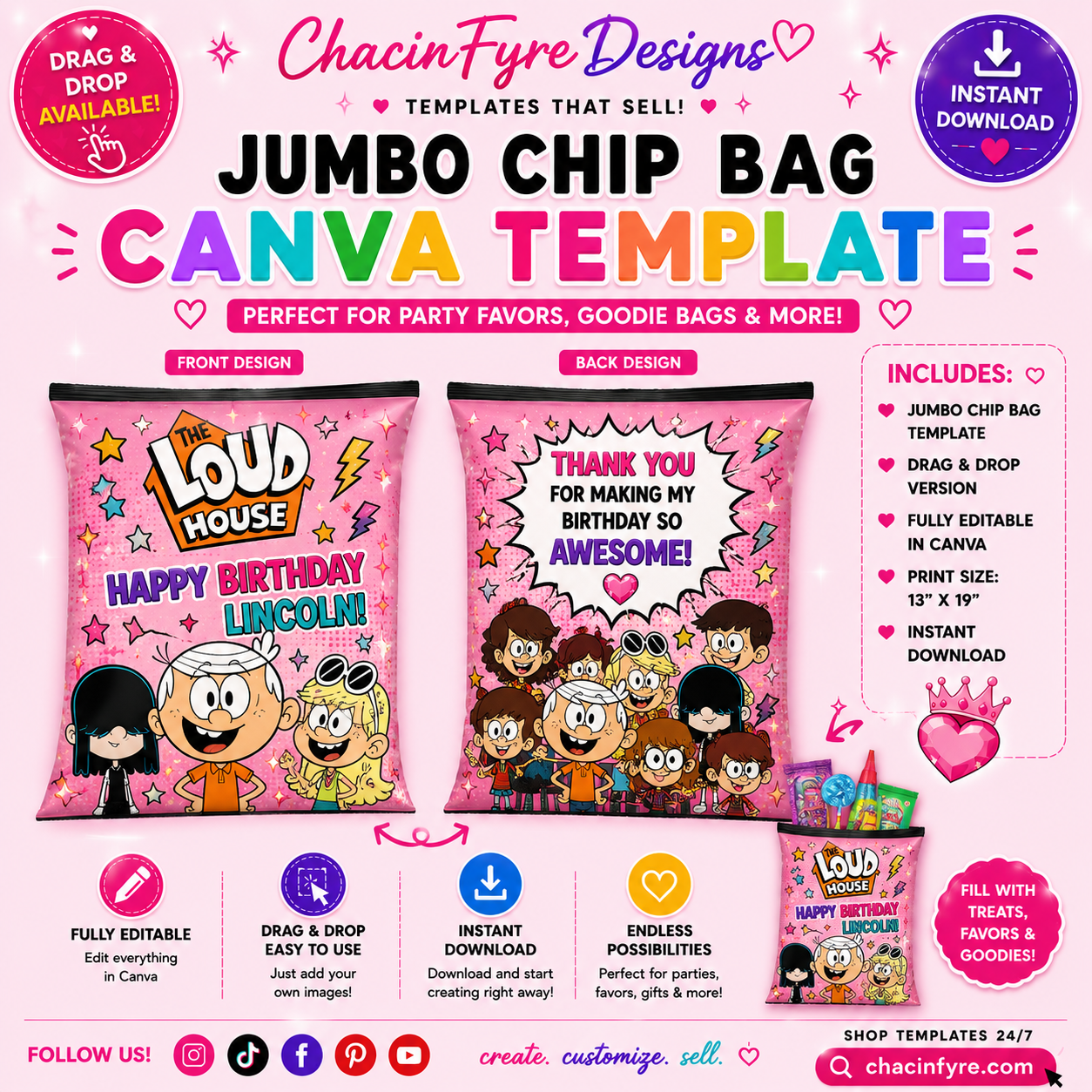 Jumbo Chip Bag Template