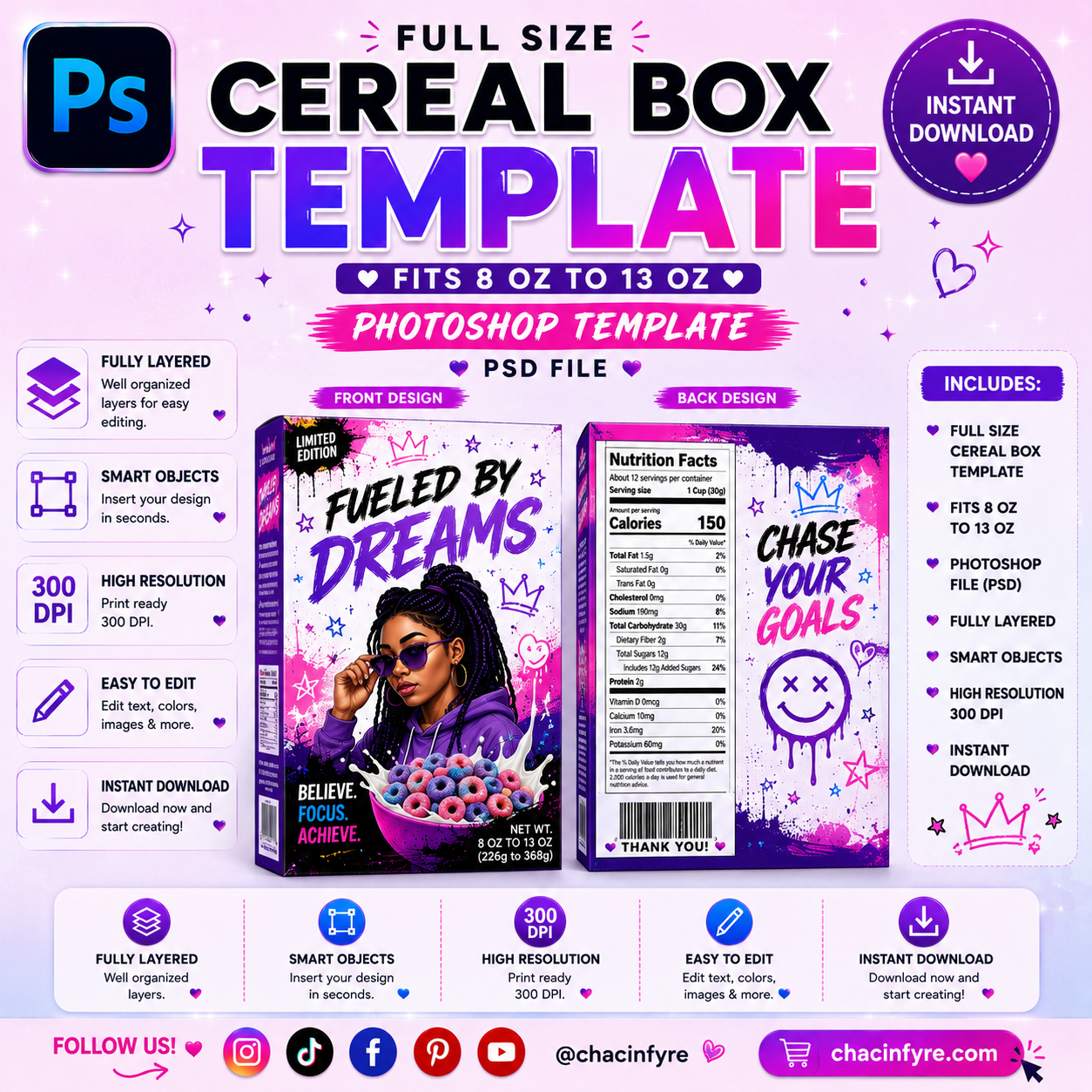 Full Size Cereal Box Template