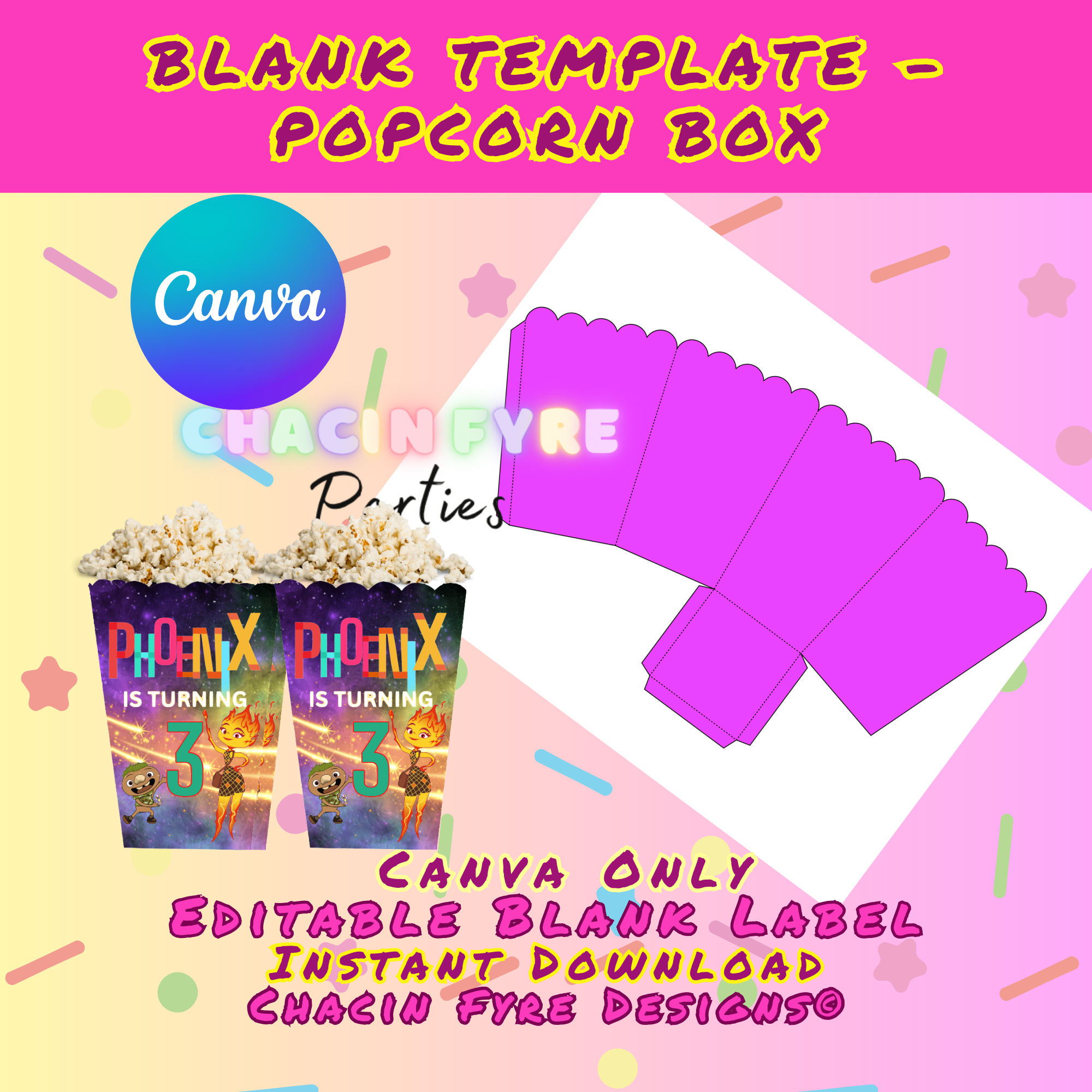 Mini Popcorn Box Template Chacin Fyre