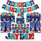 Epic Party custom space-theme example with cake topper, banner, cupcake toppers, gift bags, chip bags, and dimensional letters