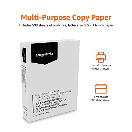 Basics Multipurpose Copy Printer Paper, 8.5 x 11 Inch 20Lb Pape –  Chacin Fyre
