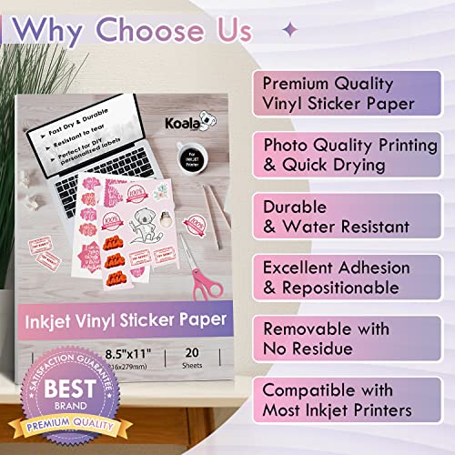 White Glossy - Premium Printable Self Adhesive Vinyl Sticker Sheets -  Custom Crafts