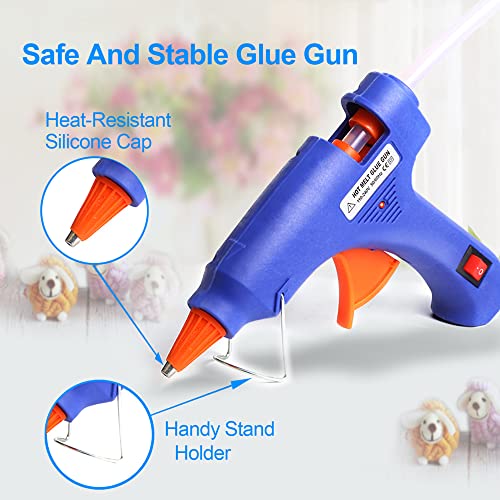 Mini Hot Glue Gun with 30 Glue Sticks for Crafts School DIY Arts Home Quick  Repairs, 20W, Blue