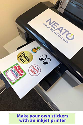 Printable Vinyl Waterproof Sticker Paper for Inkjet and Laser Printer - 25  White Full Sheet Super Glossy Craft Labels - Strong Adhesive - Tear  Resistant - Made in The USA - Design Software Included - Neato - Stevens  Books