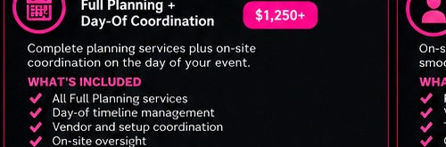 Illustrative full planning and event-day coordination